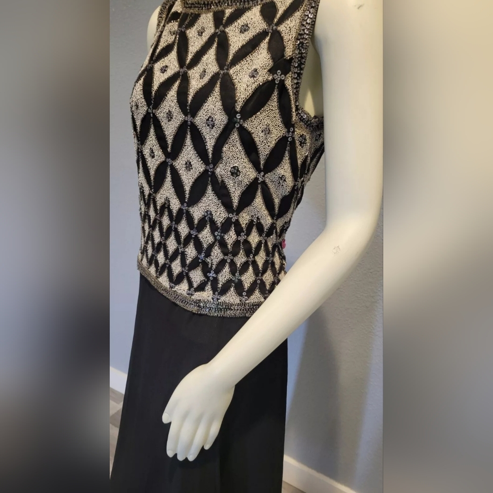 Vintage 100%PureSilk Mark & John by Gopal Dress M Sequins Beaded Long Maxi Gown - Picture 9 of 15
